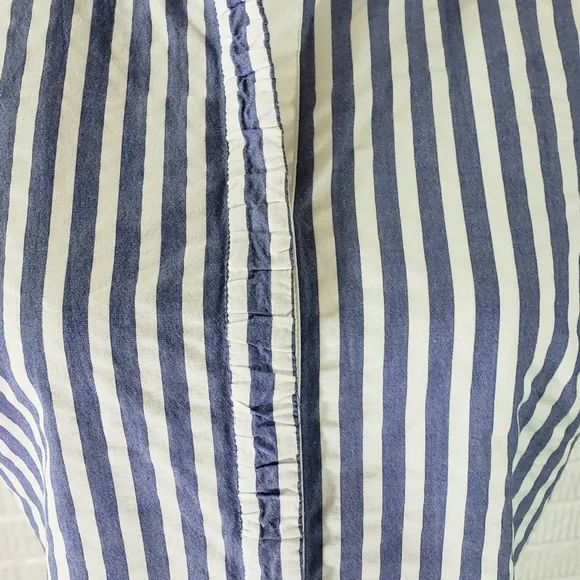 Lafayette 148 New York Blouse Sleeveless Button Front Blue White Stripe - Picture 3 of 13